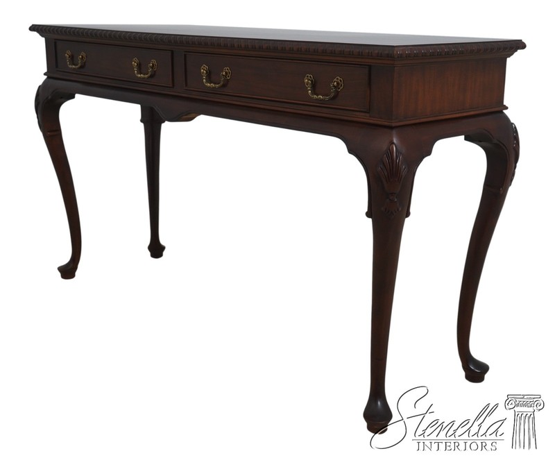 72183: CENTURY Queen Anne Mahogany Banded Two Drawer Console Table