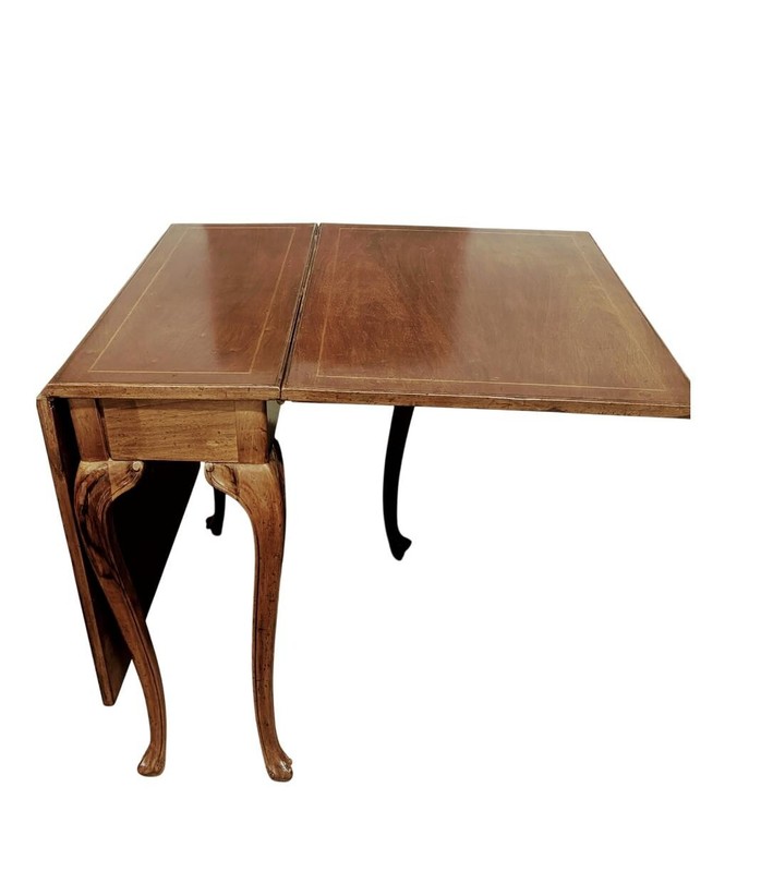 Vintage Italian Inlay Drop Leaf Swing Legs Table 18th Century gallery