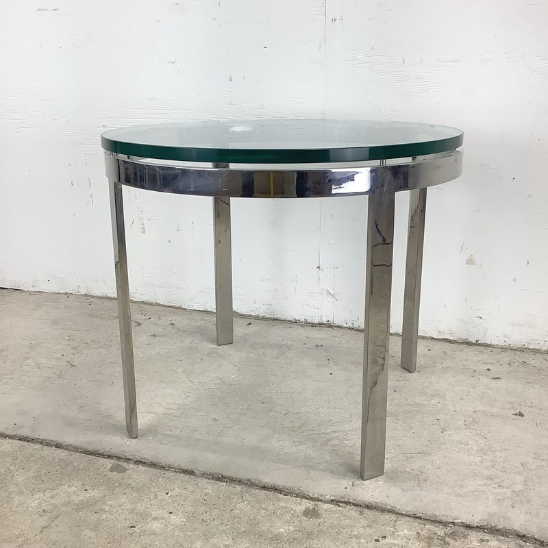 Vintage Chrome & Glass End Table attr. Zographos gallery