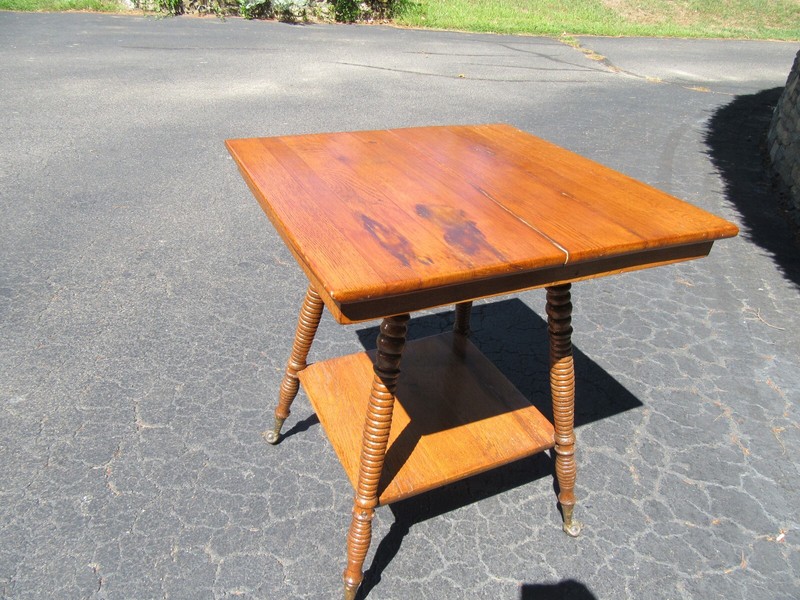 ANTIQUE PARLOR TABLE/BALL & CLAW GLASS + METAL FEET/LOTS OF REPAIRS!