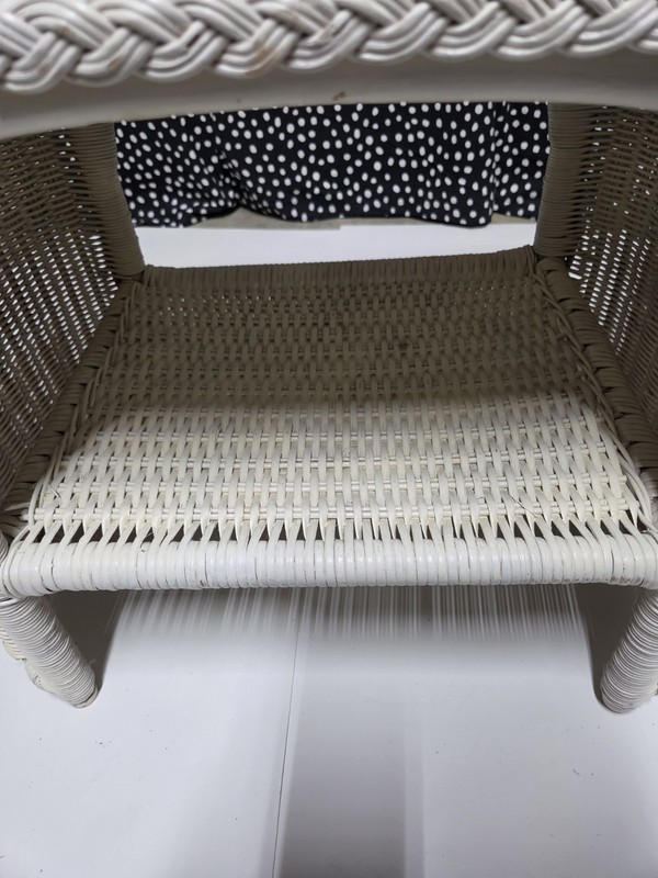 Vintage White Wicker, Rattan Two Tier End, Side Table gallery