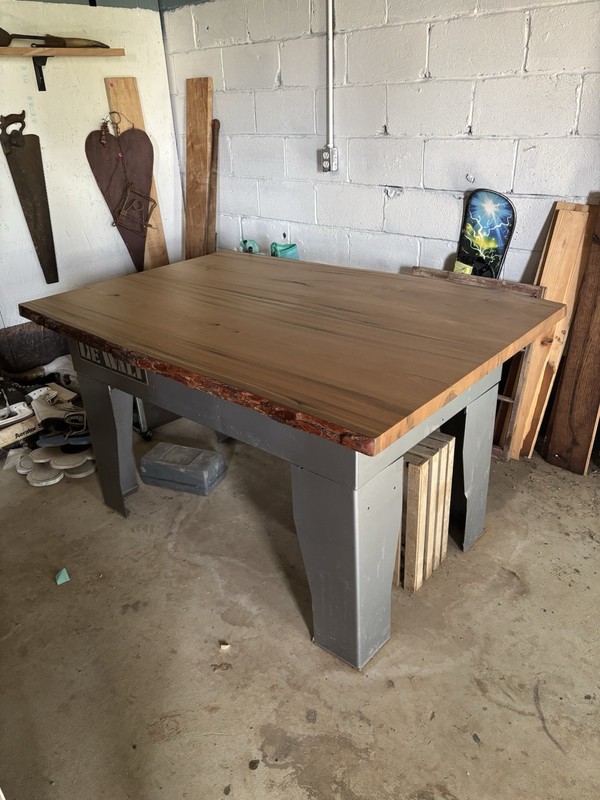 Sassafras Table Top With Dewalt Base With Hardwax Oil Finish