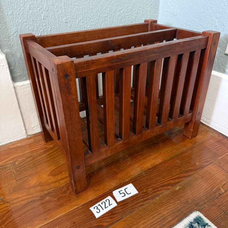 Vtg Mahogany Mission Magazine Rack Stand Slatted Arts Crafts 18x11x14 gallery