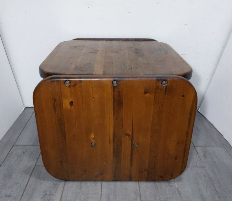 Vintage Handcrafted Rustic Farmhouse Country Solid Pine Wood 2-Tier End Table gallery