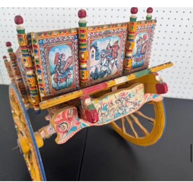 EXTREMELY RARE MINI SICILIAN CARRETTO 1800s ORIGINAL WEDDING CART RICKSHAW gallery