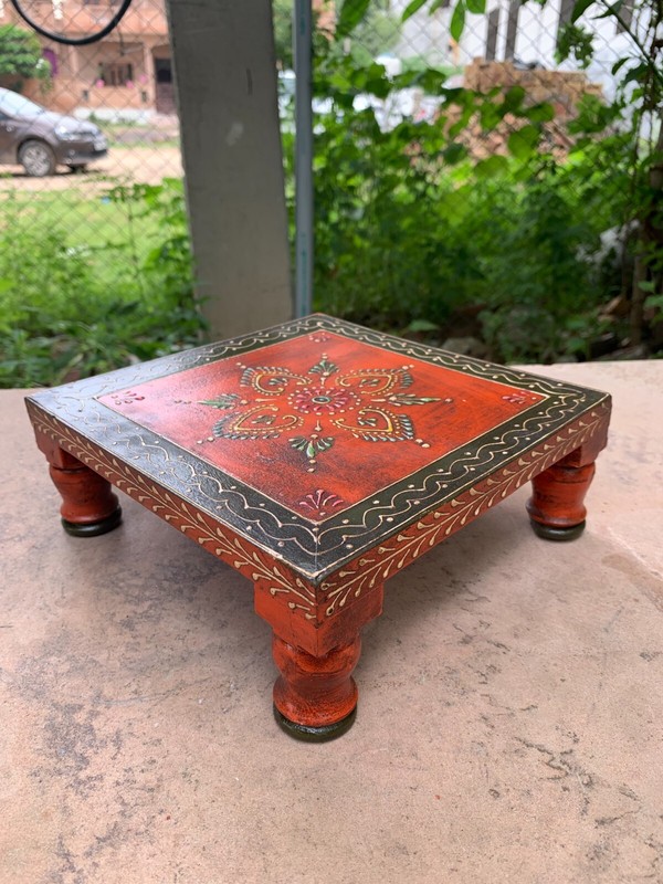 Indian Hand Carved Chowki Antique Design Table Decorative Handmade Low Table gallery