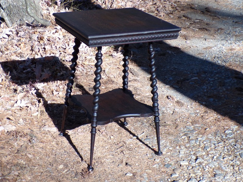 Antique 19th C Victorian Solid Oak Barley Twist Table Plant Stand Parlor Table gallery