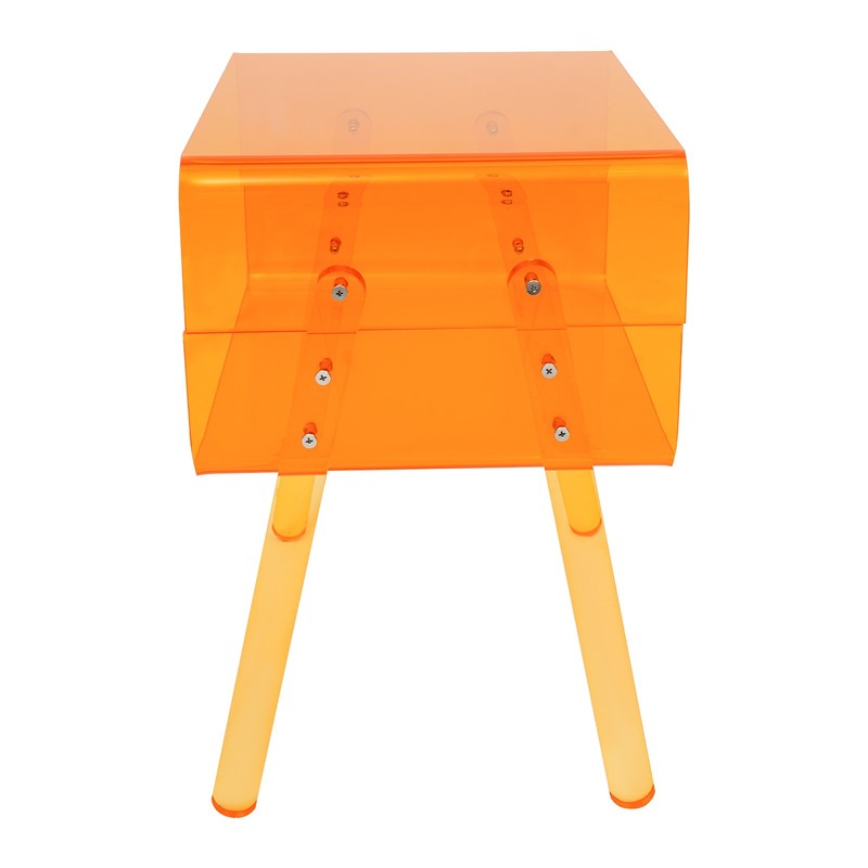 Acrylic Side Table, Orange 2-Tier End Table with Open Storage for Small Spaces gallery