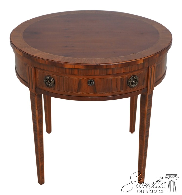 69590: ALFONSO MARIANO Italian Style Round 1 Drawer Lamp Table