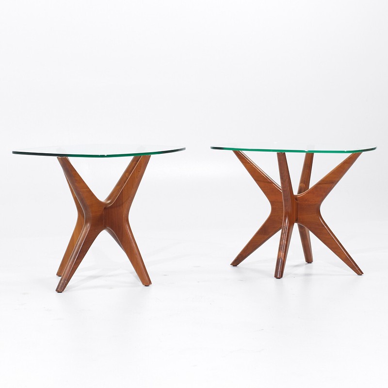 Adrian Pearsall Mid Century Walnut Jacks Side Tables - Pair gallery