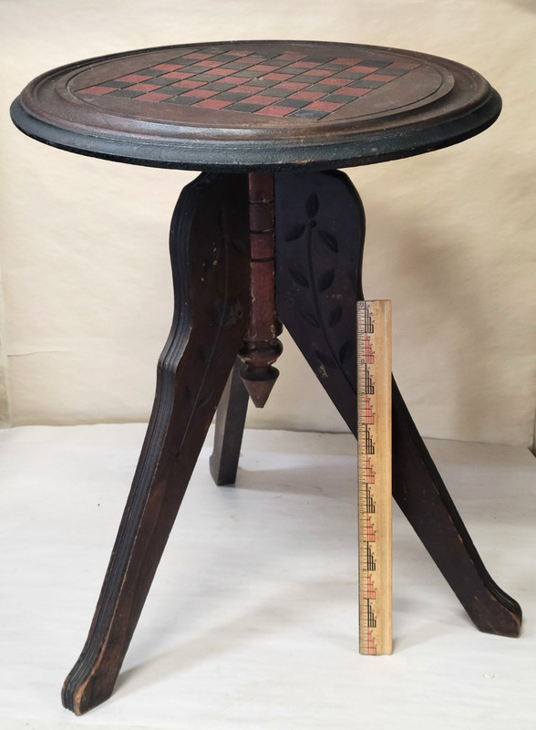 Victorian Game Table Antique c1880s Small Checker Board Chess Eastlake Carved gallery