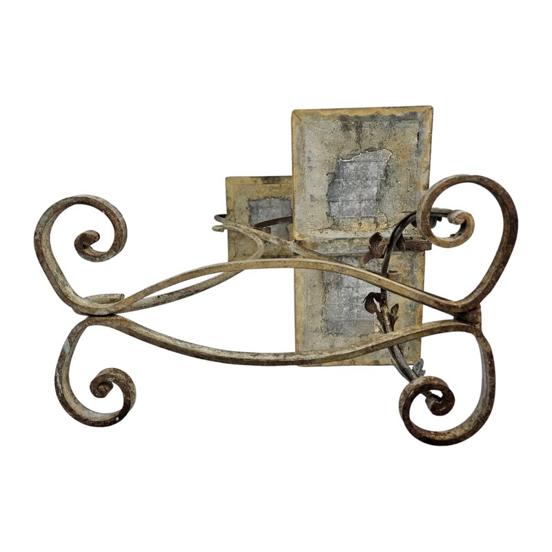 Vintage Italian Tile Plant Stand Table Display Wrought Iron Mission MCM gallery