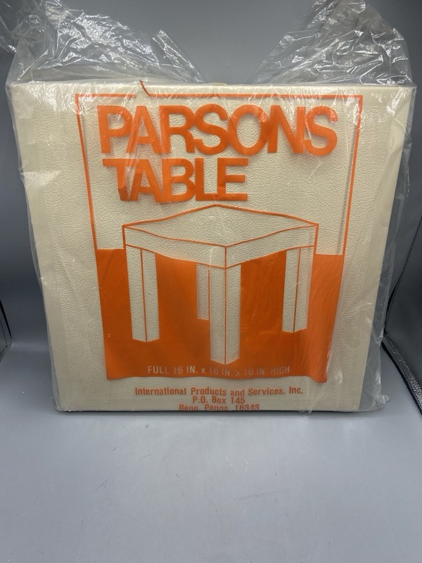 Vintage Mod 1970s 16” Square Cream Plastic Parsons Accent Table Legs READ DESC gallery