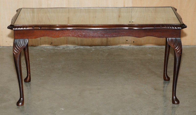 MEDIUM SIZED GREEN LEATHER & BEECH WOOD BEVAN FUNNELL COFFEE TABLE NICE PATINA gallery