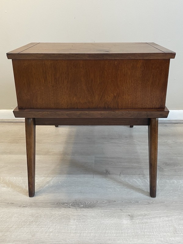Lane Harlequin Mid Century Walnut Step End Table Nightstand Vintage 1960s Rare gallery