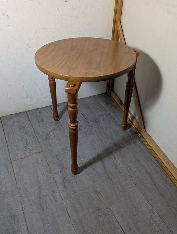 Vintage Mid Century Modern Rustic Country Round Pedestal Table Plant Stand Wood gallery