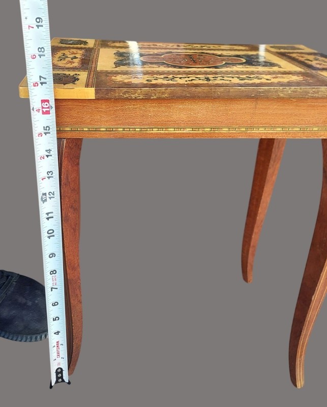 Vintage Italian Music Table Handmade Wooden With Inlay D20 U gallery
