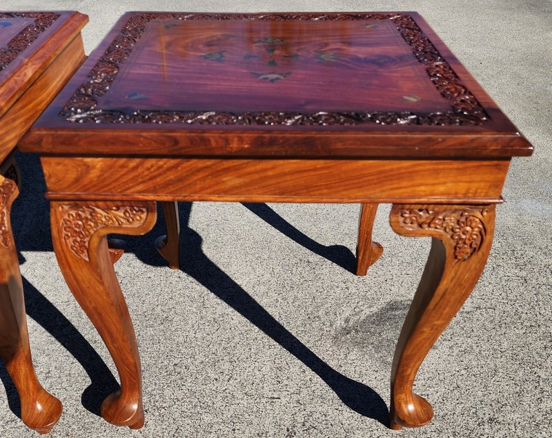 Mid Century Anglo Indian Walnut Coffee & Side Tables 3 Piece Set gallery