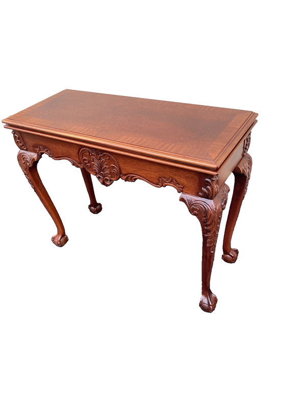 64531 Banded Mahogany Ball And Claw Foot Carved Flip Top Game ? Dining Table gallery