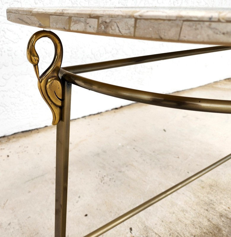 Regency Console Table Brass Swans Inlaid Onyx gallery