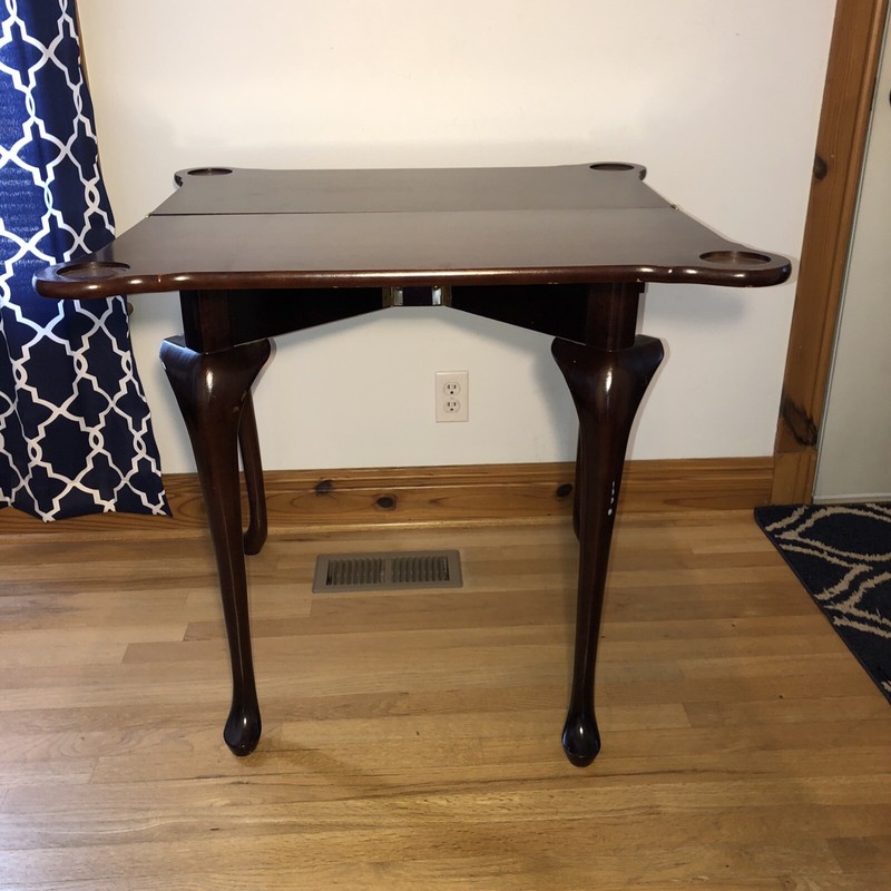 Bombay Company Queen Anne Mahogany Wood Game Card Fold Over Out Console Table gallery