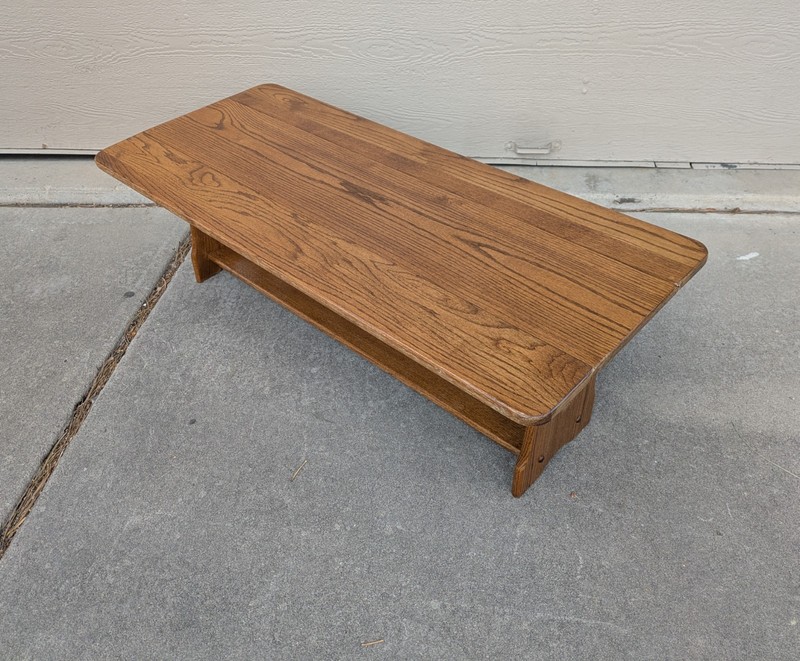 Vintage Rustic Country Farmhouse Oak Wood Console Coffee Drop Leaf Table E23 gallery