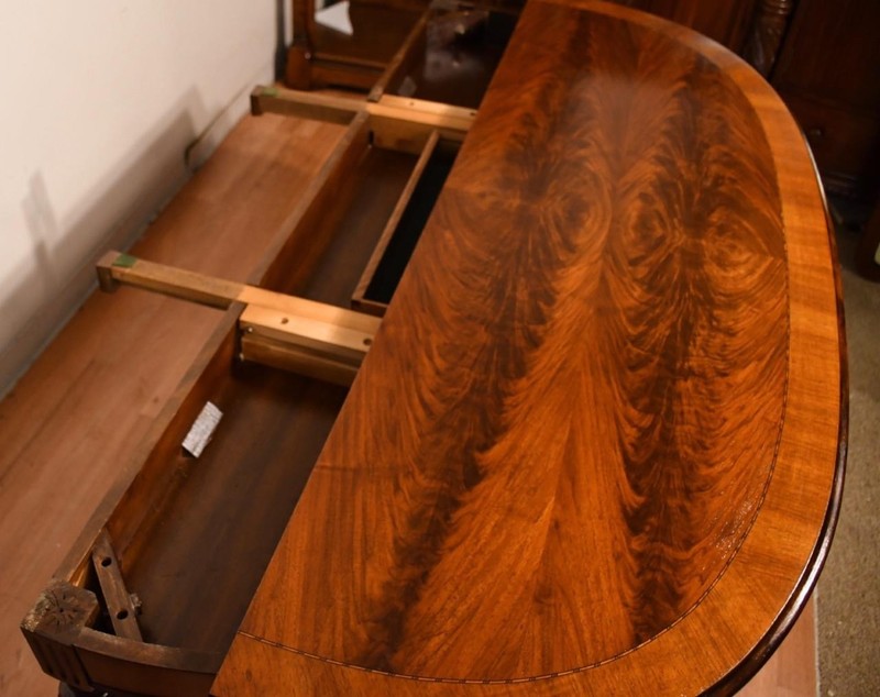 1920 Antique French Walnut & Crotch Mahogany Flip-top Console / Serving Table gallery
