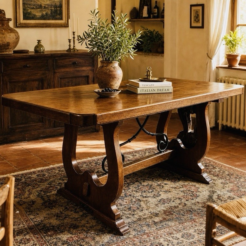 Vintage Solid Wood Fratino Console Table with Fold-Over Top