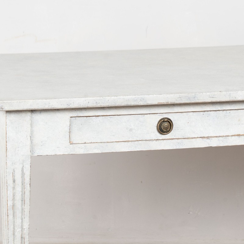 19th Century Swedish Gray Painted Two-Drawer Table or Writing Desk gallery