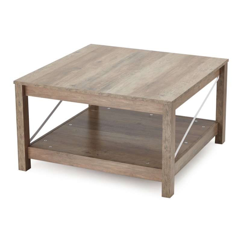 JOMEED 31.5″ Square Coffee Table Modern Farmhouse Living Room Furniture, Beige