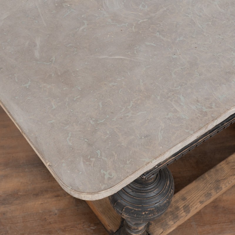 19th Century Swedish Stone Top Baroque Black Table gallery
