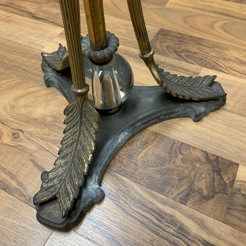 VTG 1930s Heavy Cast Iron Arrow Stem 26” Floor Stand w/ Hand Blown 8” Glass Bowl gallery
