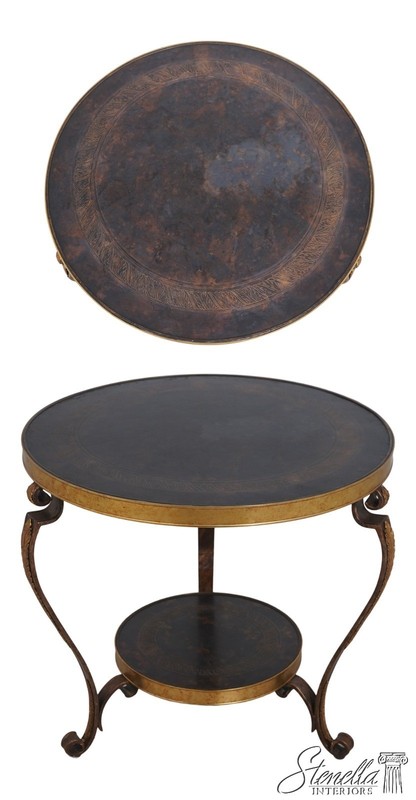 71903: French Empire Round Gueridon Etched Bronze Top Lamp Table