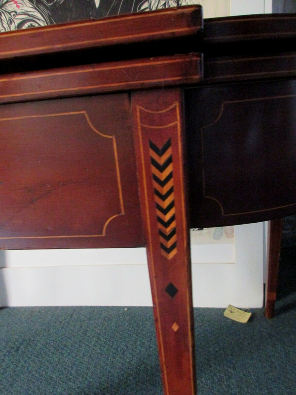 YES A 48" WIDE LARGE ANTIQUE AMERICAN FEDERAL INLAID CHERRY CARD TABLE RARE SIZE gallery
