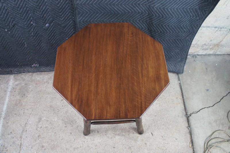 Rustic Old Hickory Style Octagonal Oak Adirondack Log Side Table Pedestal Stand gallery