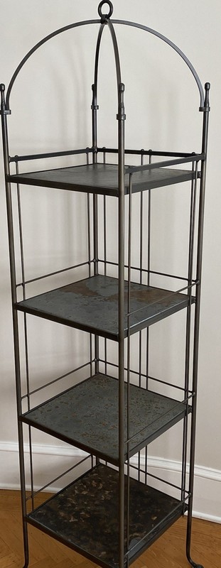 Charleston Forge Wrought Iron Slate Shelves Canopy Top Etagere Display Stand gallery