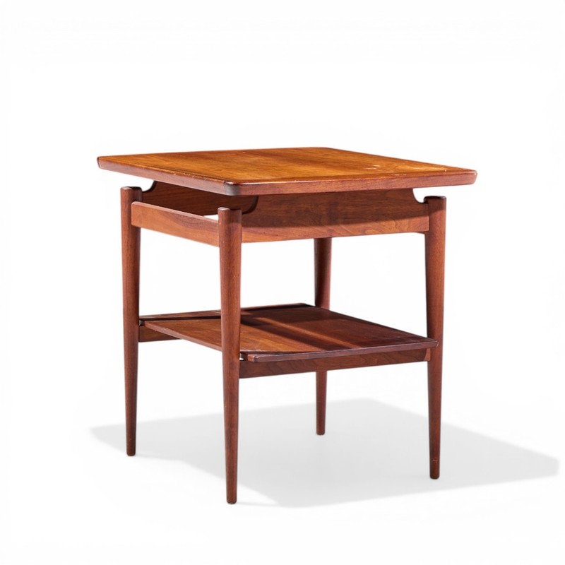 Jens Risom Mid Century Walnut Floating Side End Tables - Pair gallery