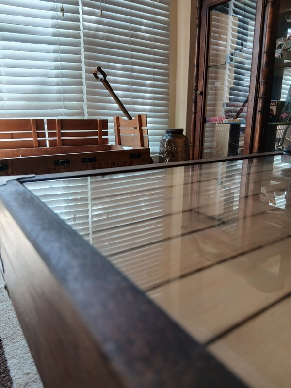 Custom Glass Top Coffee Table Bowling Lane Wood Vintage 1950's FREE PICKUP OK! gallery