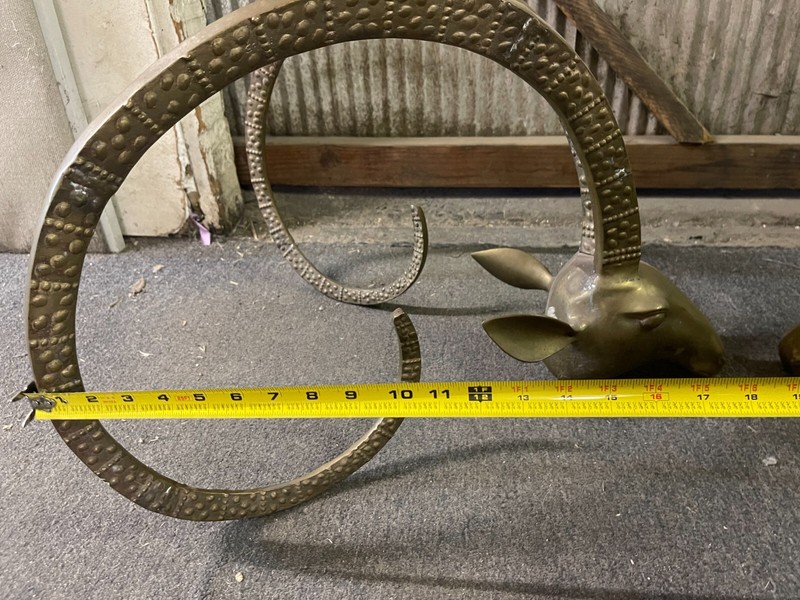 Brass Ibex Ram Head Coffee Table Bases - Mid Century - Made In Korea - Vintage gallery
