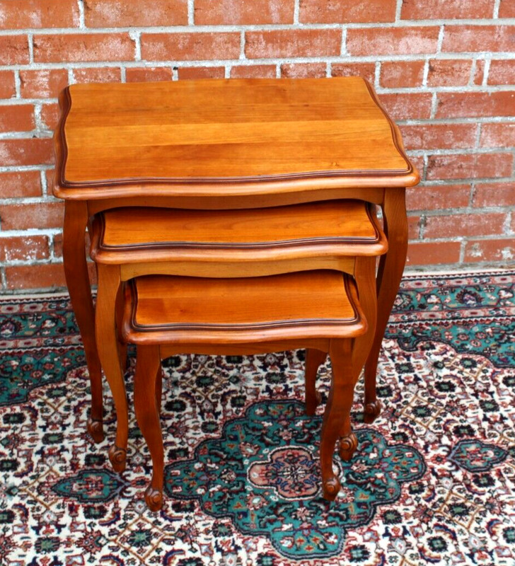 French Antique Maple Wood Louis XV Nesting Tables gallery