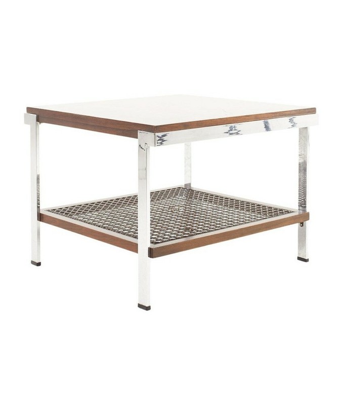 Milo Baughman Style Mid Century Rosewood and Chrome Side Table