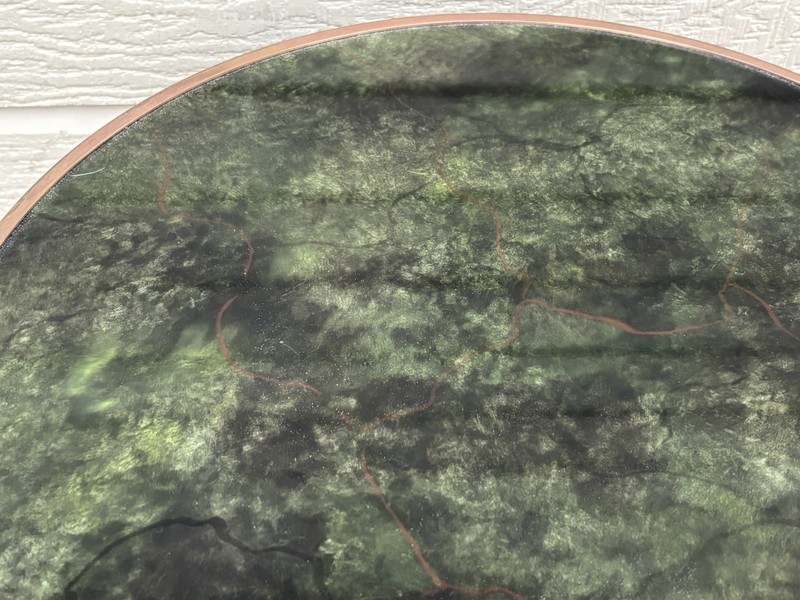 Beautiful John Widdicomb Marble Bronze Regency MCM Side End Table Signed Trinity gallery