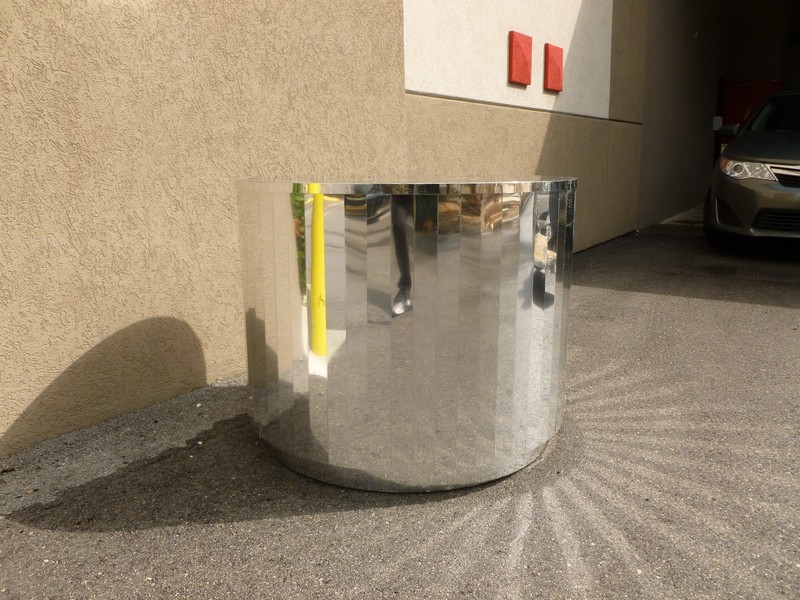 HUGE MID CENTURY 70'S FACETED CHROMED STEEL TABLE BASE MANOR OF PACE - P gallery