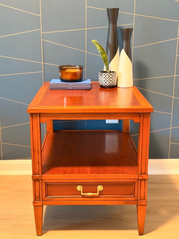 Hekman Mid Century Modern Maple End Table Nightstand Hollywood Regency Vintage
