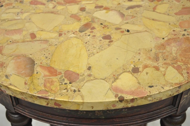 Antique French Louis XVI Style Victorian Oval Marble Top Accent End Side Table gallery