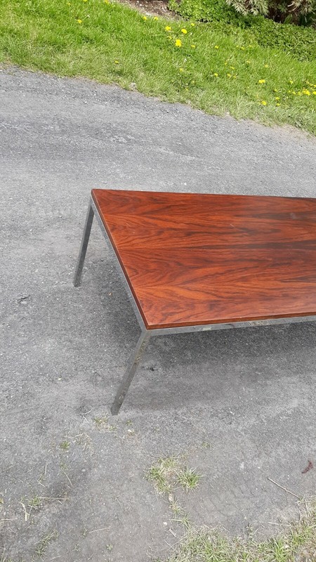 Florence Knoll,rosewood and stainless,rare,vintage,coffee table gallery