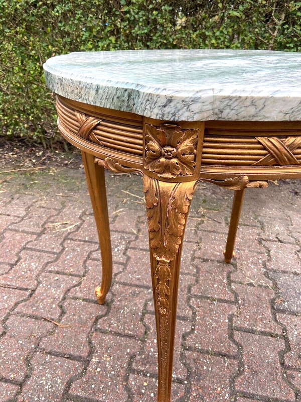 Side Table 19thC French Louis XVI Gold Leaf Marble Antique Decor gallery
