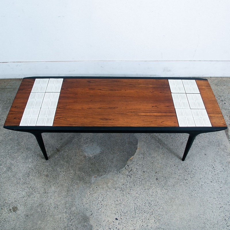 Mid Century Modern Coffee Table Lane Cosmopolitan Surfboard Tile Rosewood Wood gallery