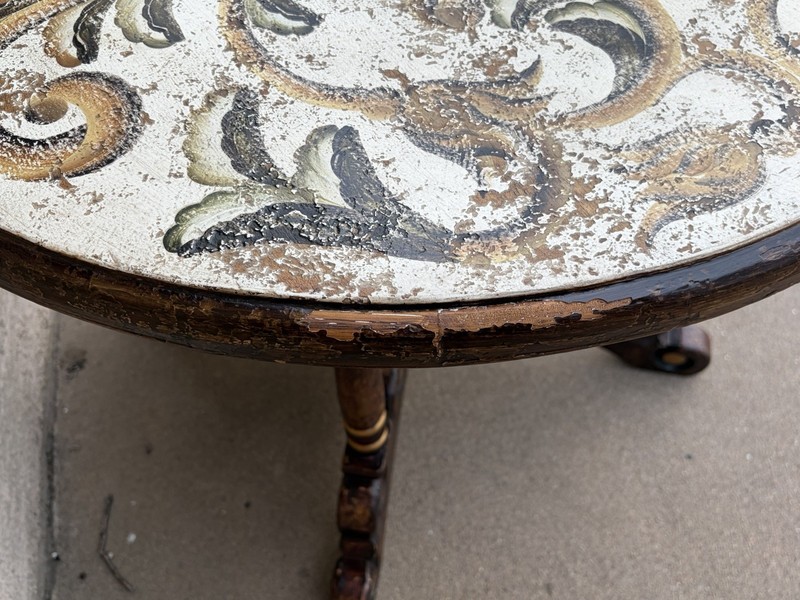 Baroque/Rococo Antique Carved Round Wood Accent Table 32x32x25” Brown Gold White gallery