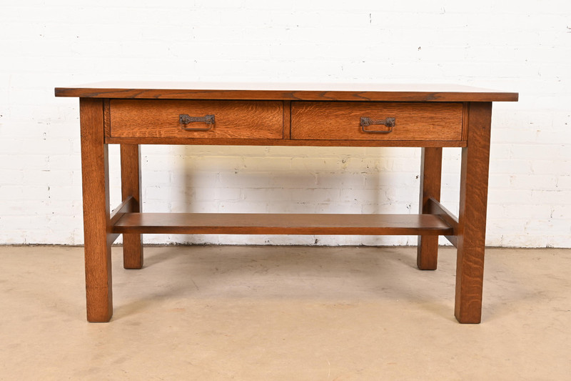 Stickley Brothers Style Antique Mission Oak Arts & Crafts Desk or Library Table gallery